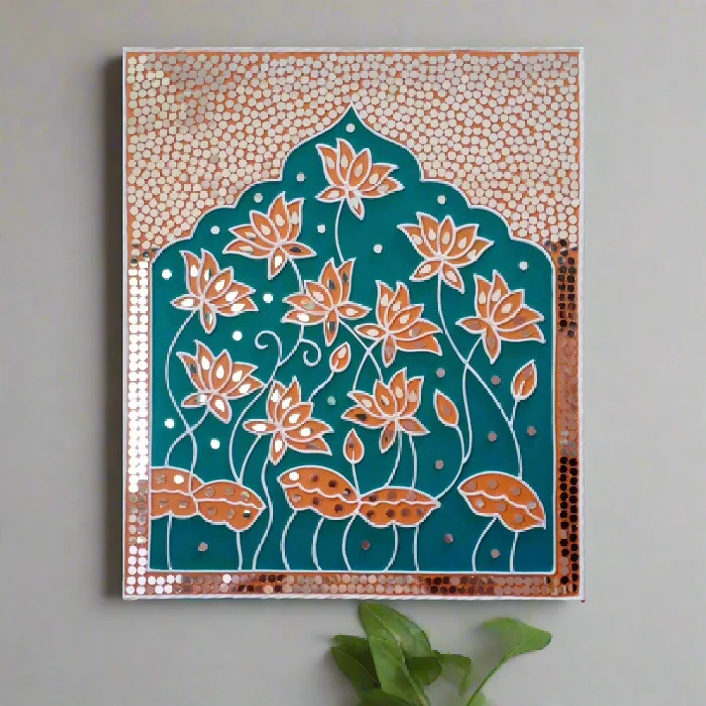 18 Inch Lotus Pichwai Lippan Wall Hanging