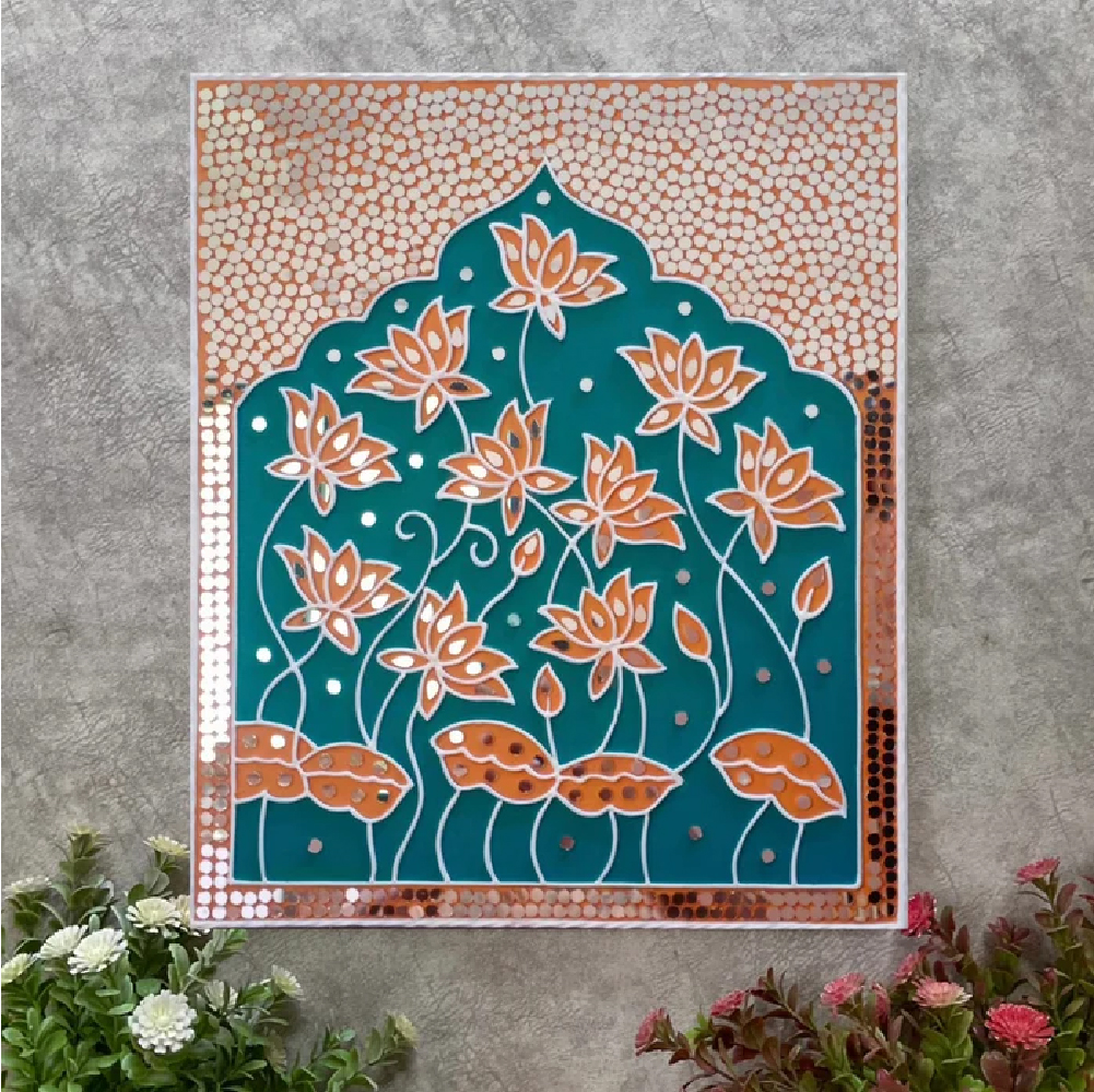 18 Inch Lotus Pichwai Lippan Wall Hanging - Image 2